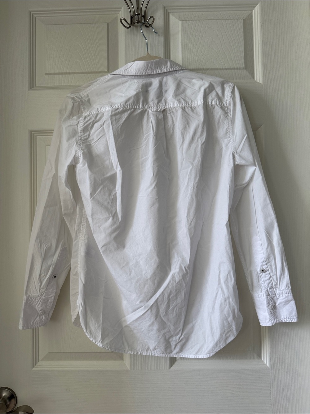J. Crew White Button-Front Shirt with Black Label - Picture 8 of 9